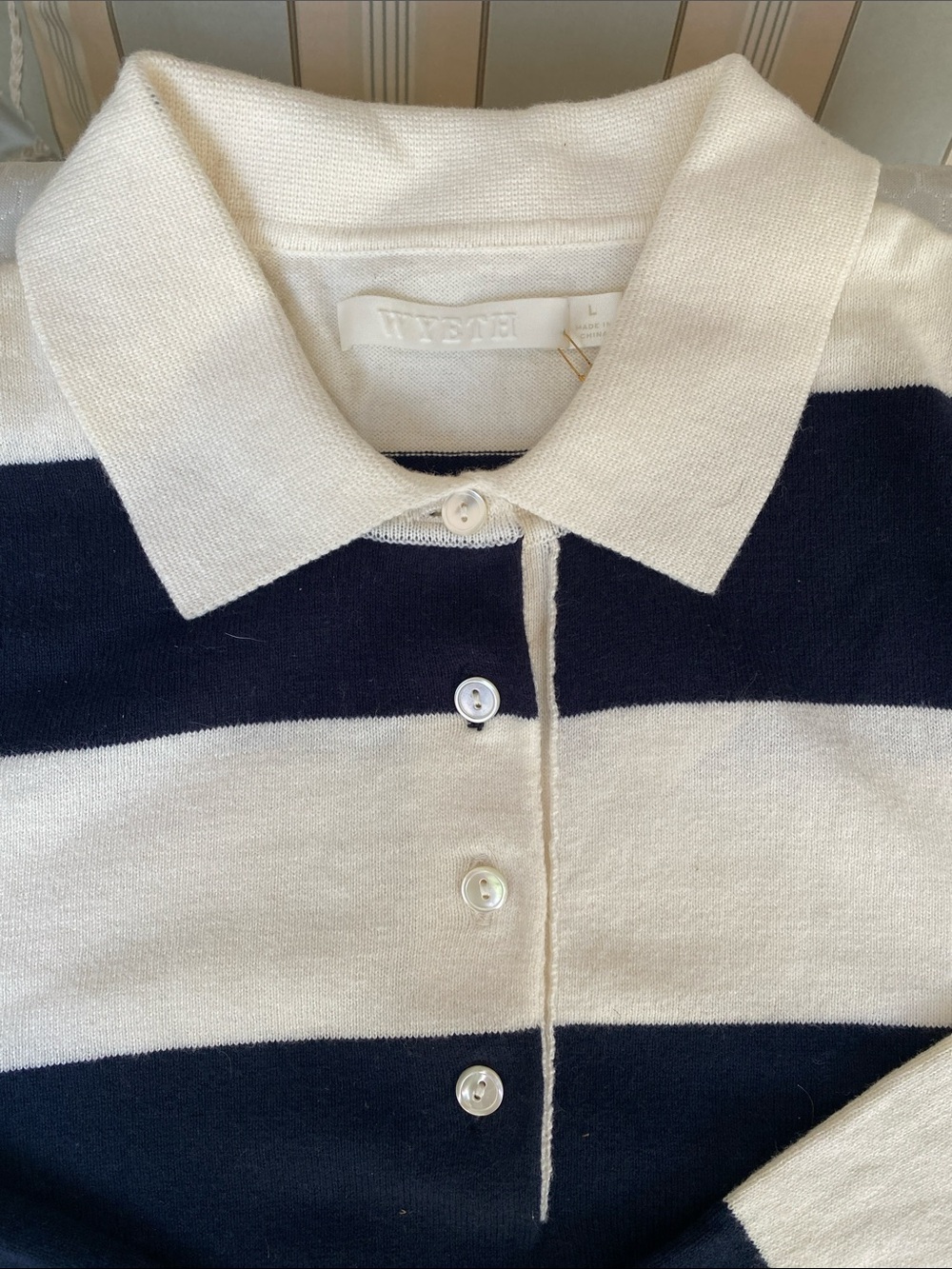 Classic Striped Rugby Polo - Navy & Cream - Picture 2 of 3